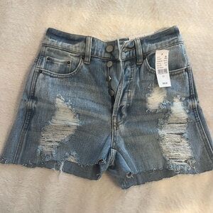 PacSun Blue Distressed Jean Shorts High-Waisted